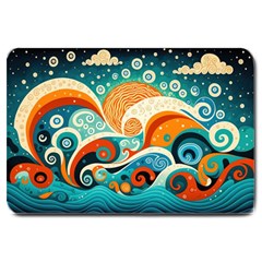 Waves Ocean Sea Abstract Whimsical (3) Large Doormat by Jancukart