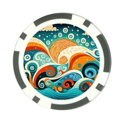 Waves Ocean Sea Abstract Whimsical (3) Poker Chip Card Guard