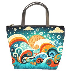 Waves Ocean Sea Abstract Whimsical (3) Bucket Bag