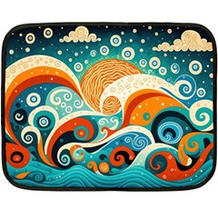 Waves Ocean Sea Abstract Whimsical (3) One Side Fleece Blanket (mini)