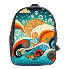 Waves Ocean Sea Abstract Whimsical (3) School Bag (large)