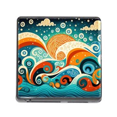 Waves Ocean Sea Abstract Whimsical (3) Memory Card Reader (square 5 Slot)