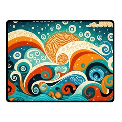 Waves Ocean Sea Abstract Whimsical (3) One Side Fleece Blanket (small)