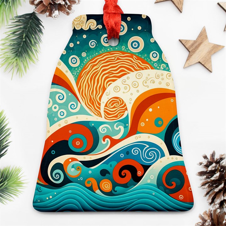 Waves Ocean Sea Abstract Whimsical (3) Ornament (Bell)