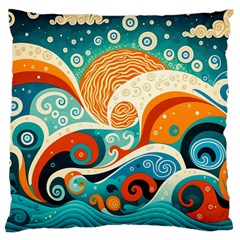 Waves Ocean Sea Abstract Whimsical (3) Large Cushion Case (two Sides) by Jancukart