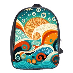 Waves Ocean Sea Abstract Whimsical (3) School Bag (xl)