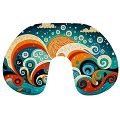 Waves Ocean Sea Abstract Whimsical (3) Travel Neck Pillow by Jancukart