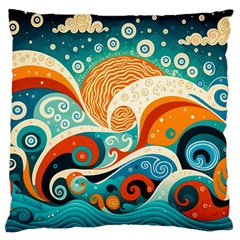 Waves Ocean Sea Abstract Whimsical (3) Standard Premium Plush Fleece Cushion Case (one Side) by Jancukart