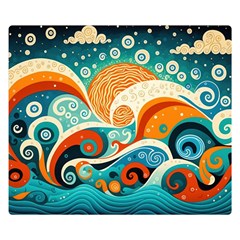 Waves Ocean Sea Abstract Whimsical (3) Premium Plush Fleece Blanket (small) by Jancukart