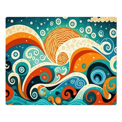 Waves Ocean Sea Abstract Whimsical (3) Premium Plush Fleece Blanket (large)