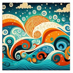 Waves Ocean Sea Abstract Whimsical (3) Square Satin Scarf (36  X 36 )