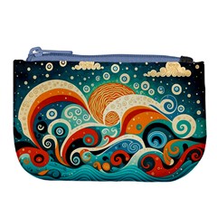 Waves Ocean Sea Abstract Whimsical (3) Large Coin Purse by Jancukart