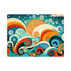 Waves Ocean Sea Abstract Whimsical (3) One Side Premium Plush Fleece Blanket (mini)