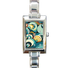 Waves Ocean Sea Abstract Whimsical (1) Rectangle Italian Charm Watch by Jancukart