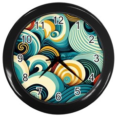 Waves Ocean Sea Abstract Whimsical (1) Wall Clock (black)