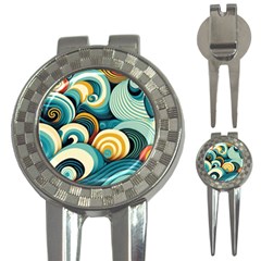 Waves Ocean Sea Abstract Whimsical (1) 3-in-1 Golf Divots