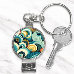 Waves Ocean Sea Abstract Whimsical (1) Nail Clippers Key Chain by Jancukart