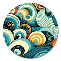 Waves Ocean Sea Abstract Whimsical (1) Magnet 5  (round)