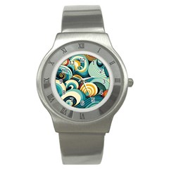 Waves Ocean Sea Abstract Whimsical (1) Stainless Steel Watch