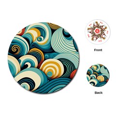 Waves Ocean Sea Abstract Whimsical (1) Playing Cards Single Design (round)