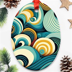 Waves Ocean Sea Abstract Whimsical (1) Oval Ornament (two Sides)