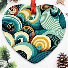 Waves Ocean Sea Abstract Whimsical (1) Heart Ornament (two Sides) by Jancukart