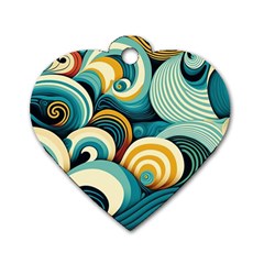 Waves Ocean Sea Abstract Whimsical (1) Dog Tag Heart (two Sides)