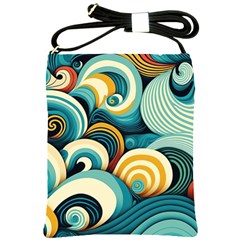 Waves Ocean Sea Abstract Whimsical (1) Shoulder Sling Bag by Jancukart