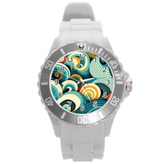 Waves Ocean Sea Abstract Whimsical (1) Round Plastic Sport Watch (l)