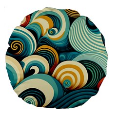 Waves Ocean Sea Abstract Whimsical (1) Large 18  Premium Round Cushions by Jancukart