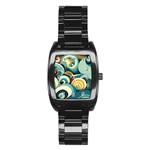 Waves Ocean Sea Abstract Whimsical (1) Stainless Steel Barrel Watch Front