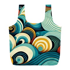 Waves Ocean Sea Abstract Whimsical (1) Full Print Recycle Bag (l)