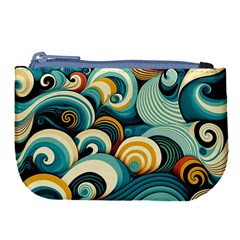 Waves Ocean Sea Abstract Whimsical (1) Large Coin Purse by Jancukart