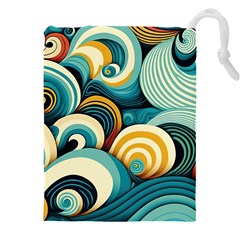 Waves Ocean Sea Abstract Whimsical (1) Drawstring Pouch (4xl)