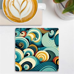 Waves Ocean Sea Abstract Whimsical (1) Uv Print Square Tile Coaster  by Jancukart