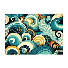 Waves Ocean Sea Abstract Whimsical (1) Crystal Sticker (a4)