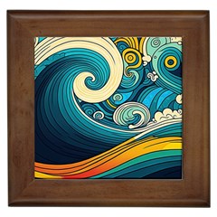 Waves Wave Ocean Sea Abstract Whimsical Framed Tile