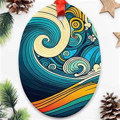 Waves Wave Ocean Sea Abstract Whimsical Ornament (oval)