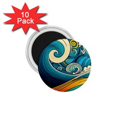 Waves Wave Ocean Sea Abstract Whimsical 1 75  Magnets (10 Pack)  by Jancukart