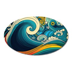 Waves Wave Ocean Sea Abstract Whimsical Oval Magnet by Jancukart