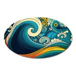 Waves Wave Ocean Sea Abstract Whimsical Oval Magnet Front