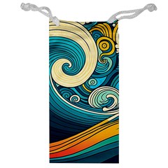 Waves Wave Ocean Sea Abstract Whimsical Jewelry Bag by Jancukart