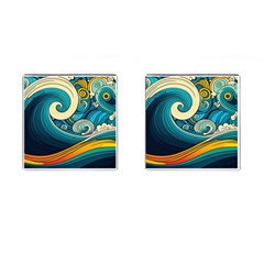 Waves Wave Ocean Sea Abstract Whimsical Cufflinks (square)