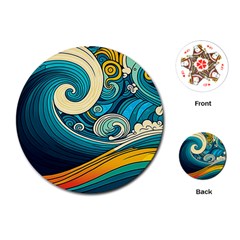 Waves Wave Ocean Sea Abstract Whimsical Playing Cards Single Design (round) by Jancukart