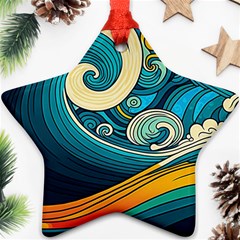 Waves Wave Ocean Sea Abstract Whimsical Star Ornament (two Sides)