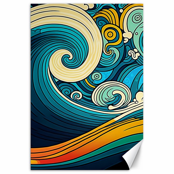 Waves Wave Ocean Sea Abstract Whimsical Canvas 20  x 30 