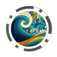 Waves Wave Ocean Sea Abstract Whimsical Poker Chip Card Guard