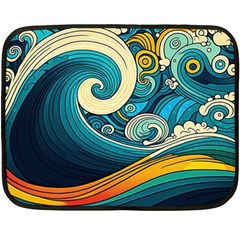 Waves Wave Ocean Sea Abstract Whimsical One Side Fleece Blanket (mini) by Jancukart