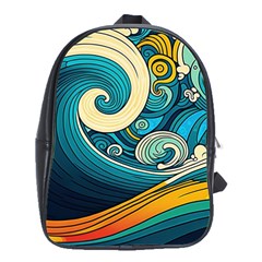 Waves Wave Ocean Sea Abstract Whimsical School Bag (large)