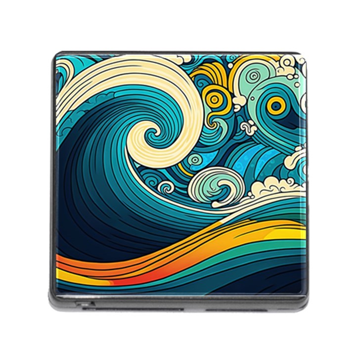 Waves Wave Ocean Sea Abstract Whimsical Memory Card Reader (Square 5 Slot)